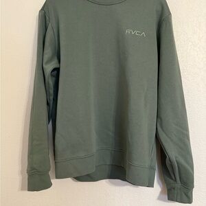 RVCA Green Crewneck Sweater with Ribbed Cuffs‎